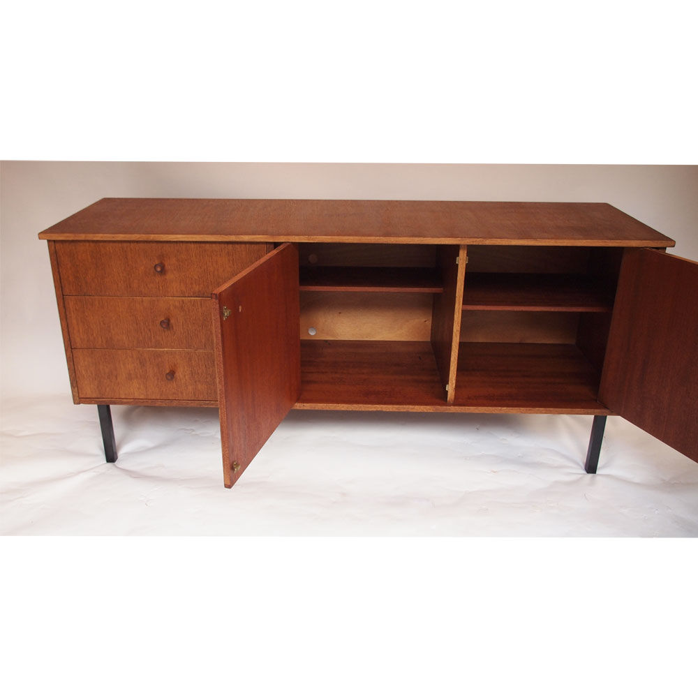Vintage scandinavian sideboard, black metal footing