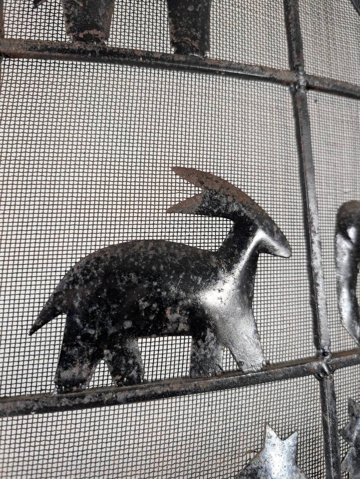 Atelier Marolles Wrought Iron Animal Fire Screen 1950s