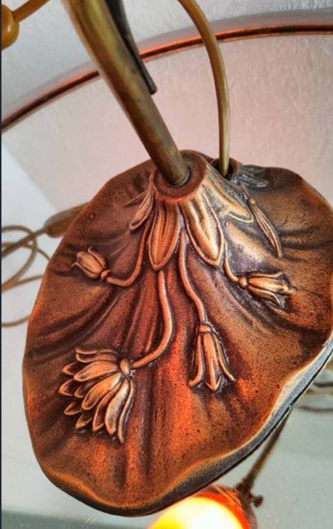 Art Nouveau tulip articulated lamp signed Art de France