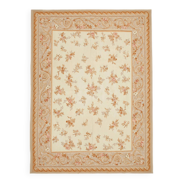 Handmade European Vintage Aubusson Kilim 263 cm x 353 cm