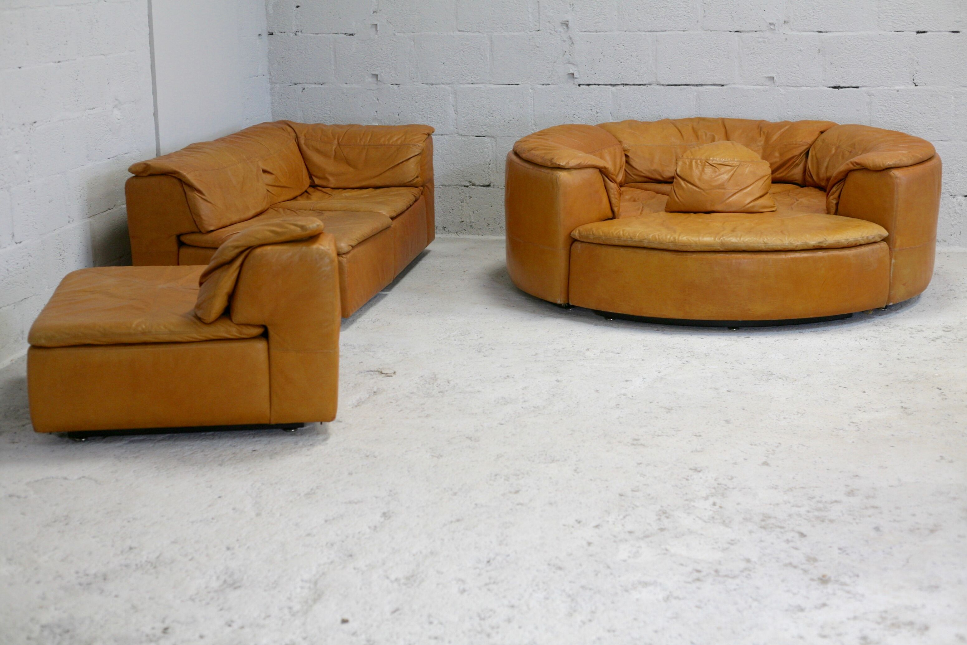 Leather modular sofa, 7 elements, 70s