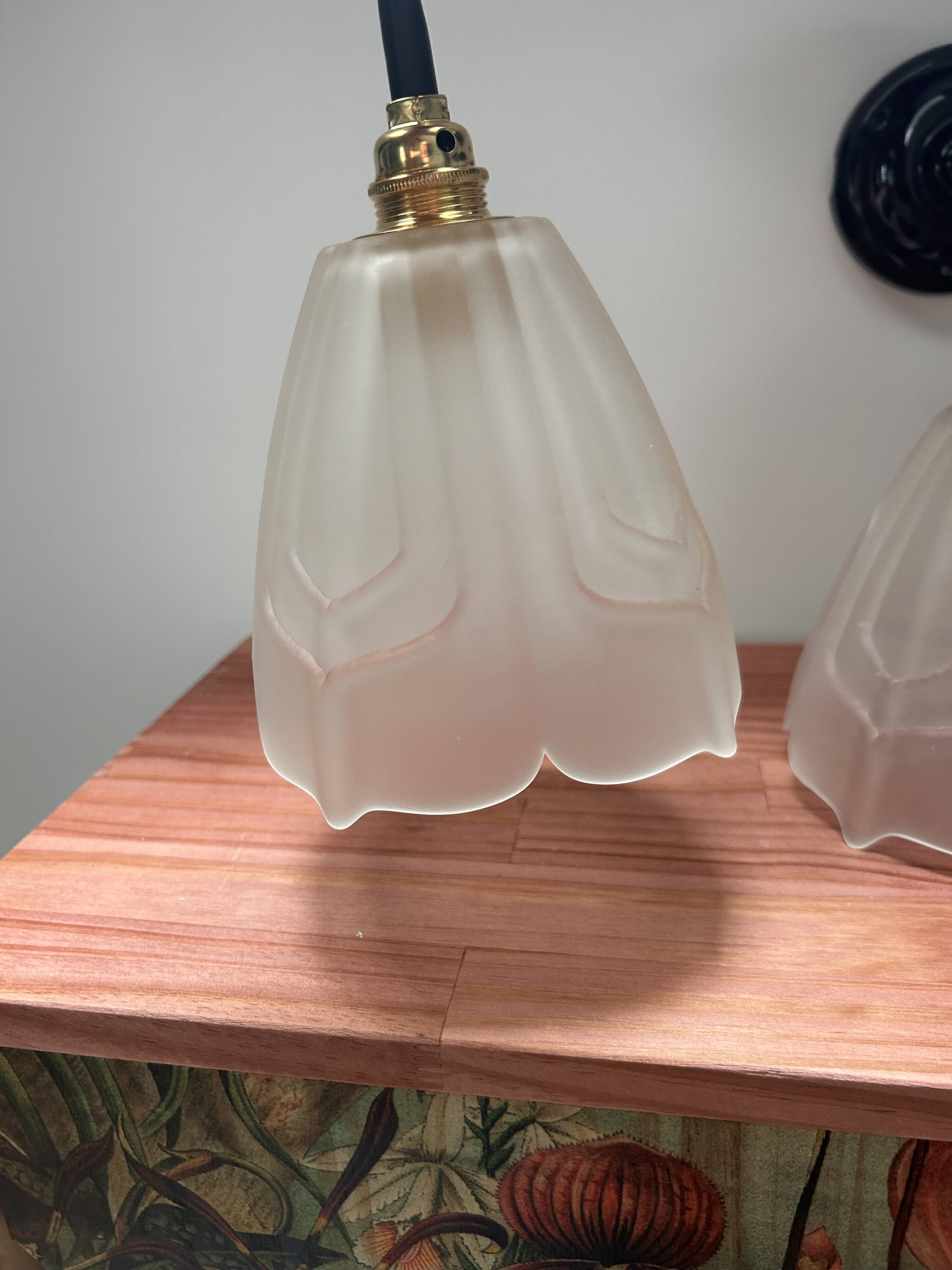 Set of two Art Deco glass wall lights