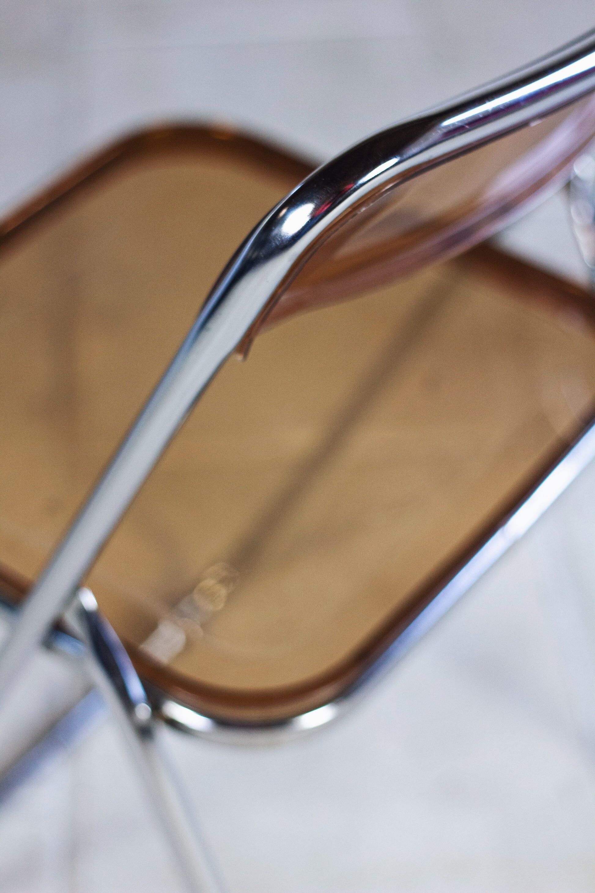 Folding chair in plexiglass and chrome, 1970