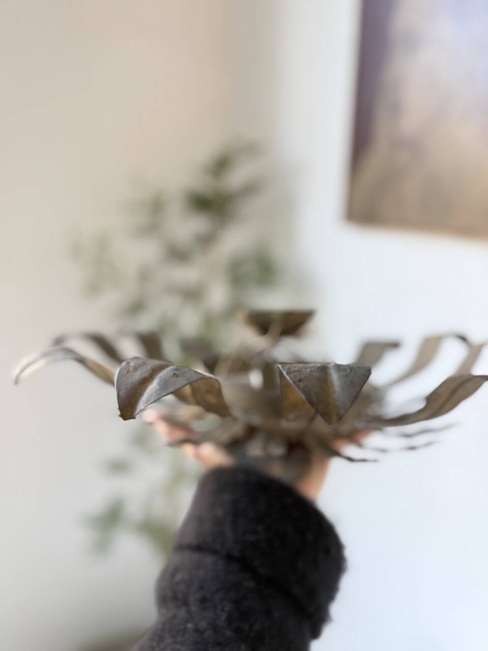 Ceiling or wall light with sun motif, brass, 1950s