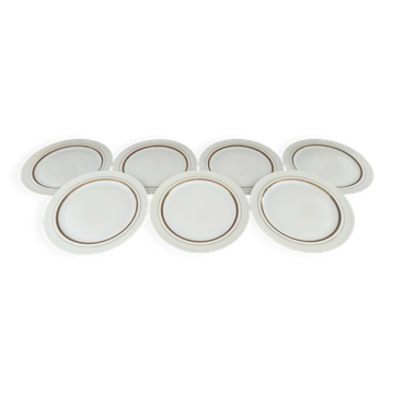 Set of 7 Limoges porcelain dinner plates by A. Vignaud