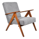 Vintage armchair Compas, 1960s, restored, grey fabric, teak