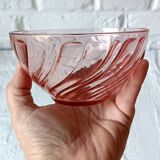3 vintage pink glass bowls, rosaline arcoroc france