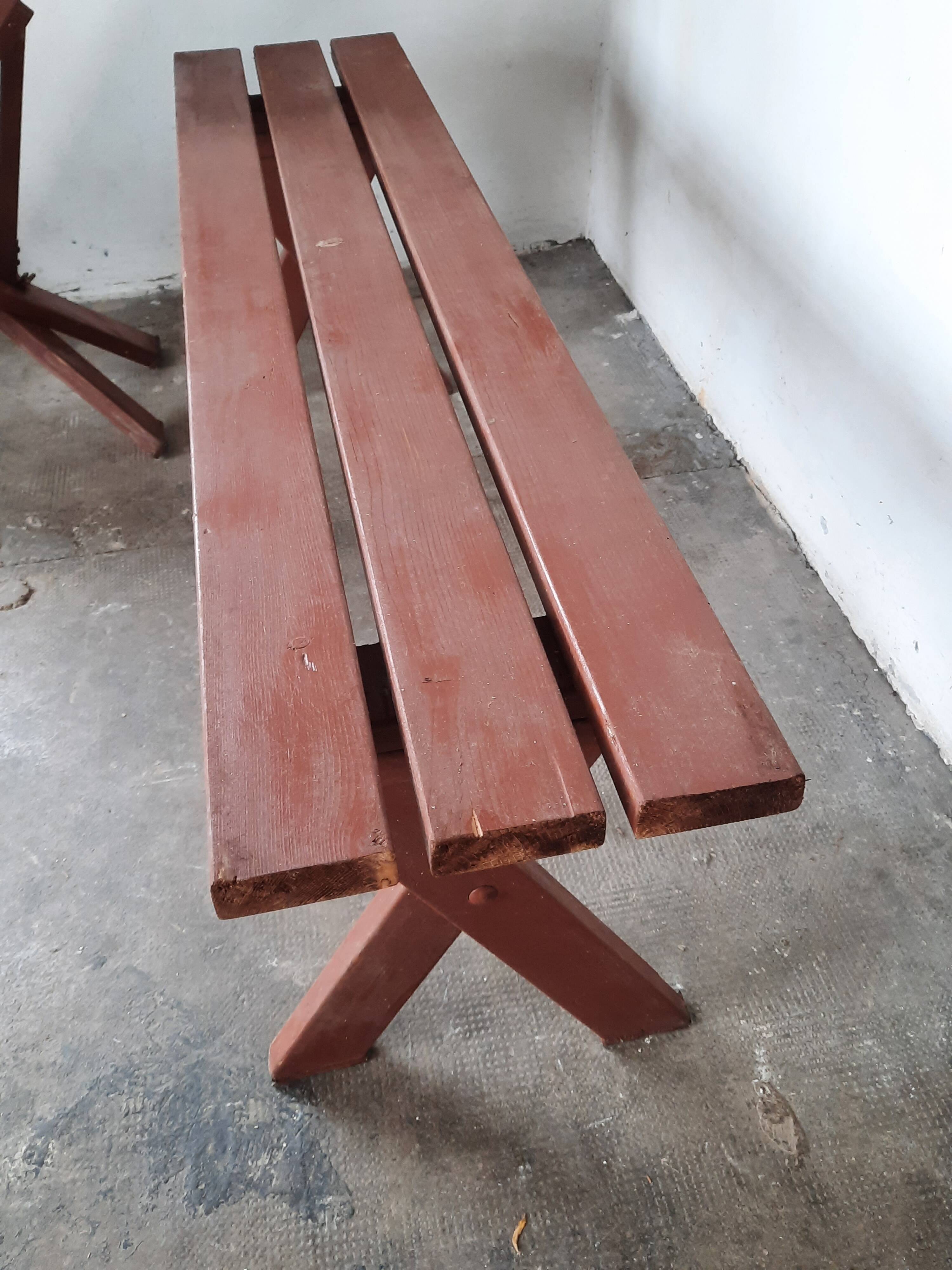 Paire de bancs pliant de  jardin  en bois