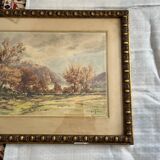 Watercolor by the painter Henri Joubert (1873 - ?), Autumn Landscape