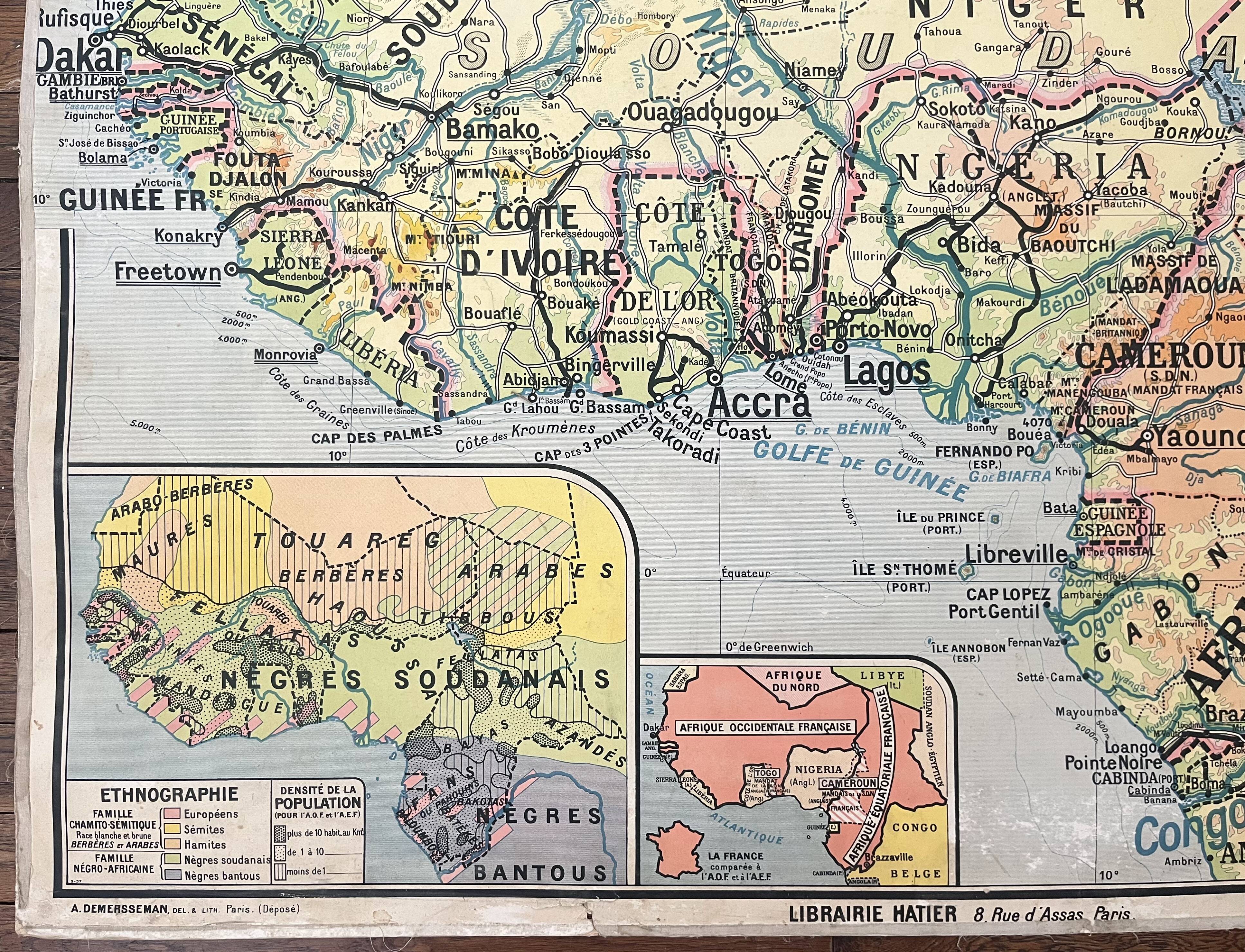 Old school map Hatier 51, 1930, Equatorial West Africa