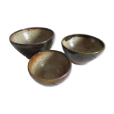Set of 3 vernissé sandstone bowls by a ceramic potter