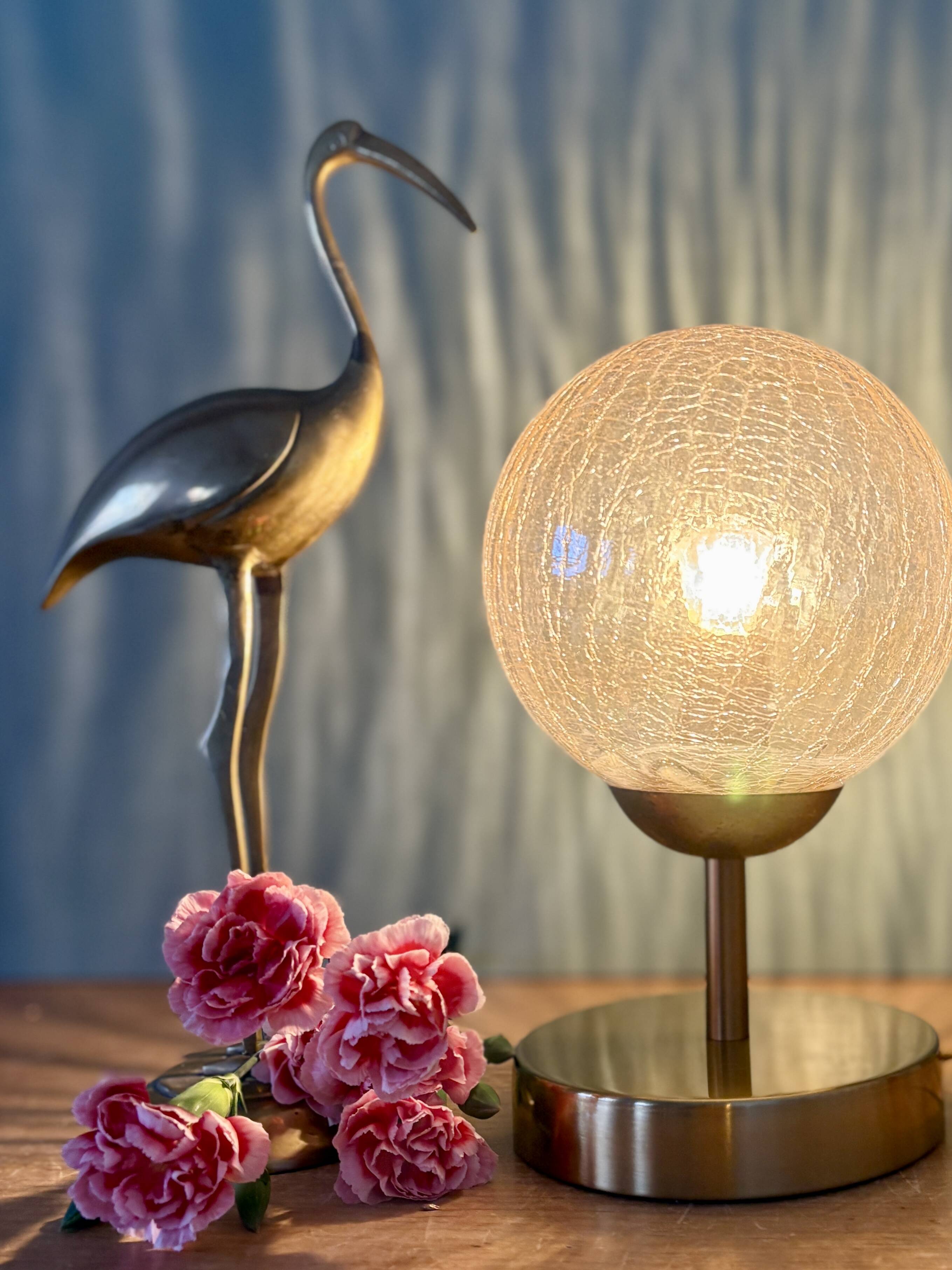 Vintage globe table lamp in amber glass
