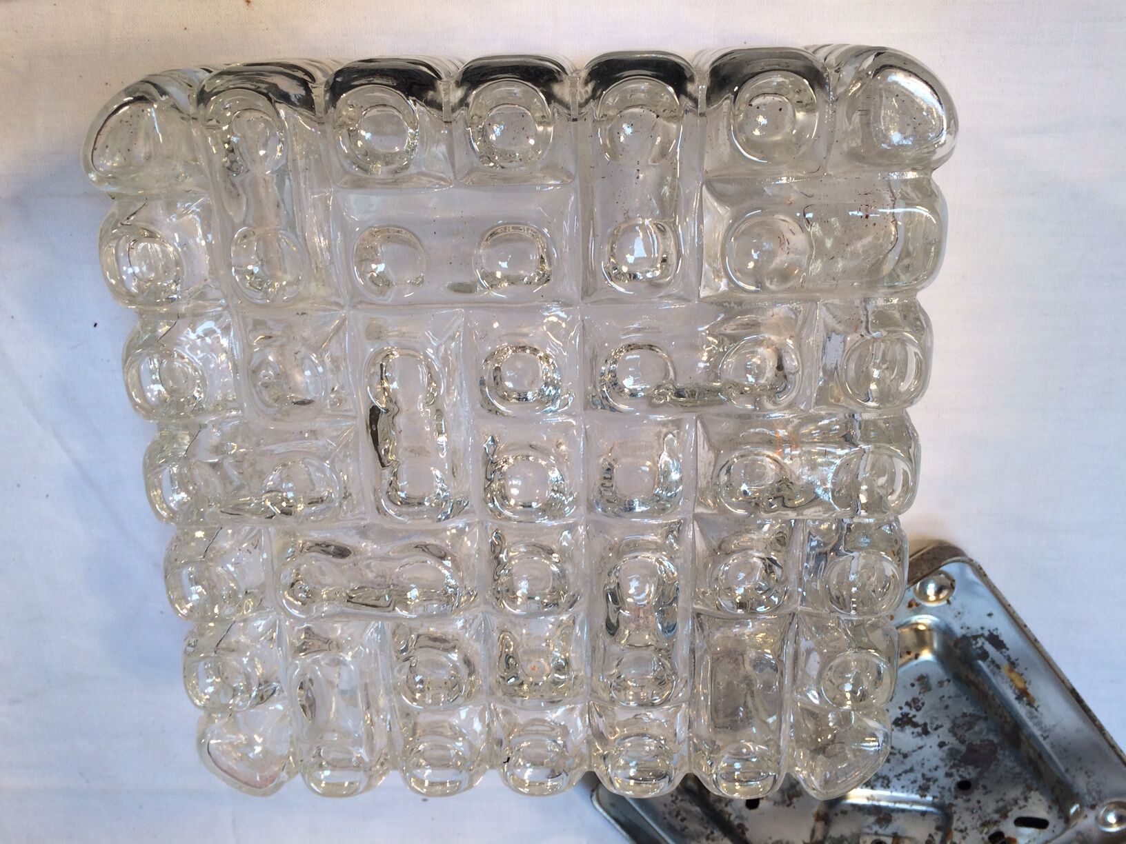 Vintage moulded glass ceiling light - 1970s
