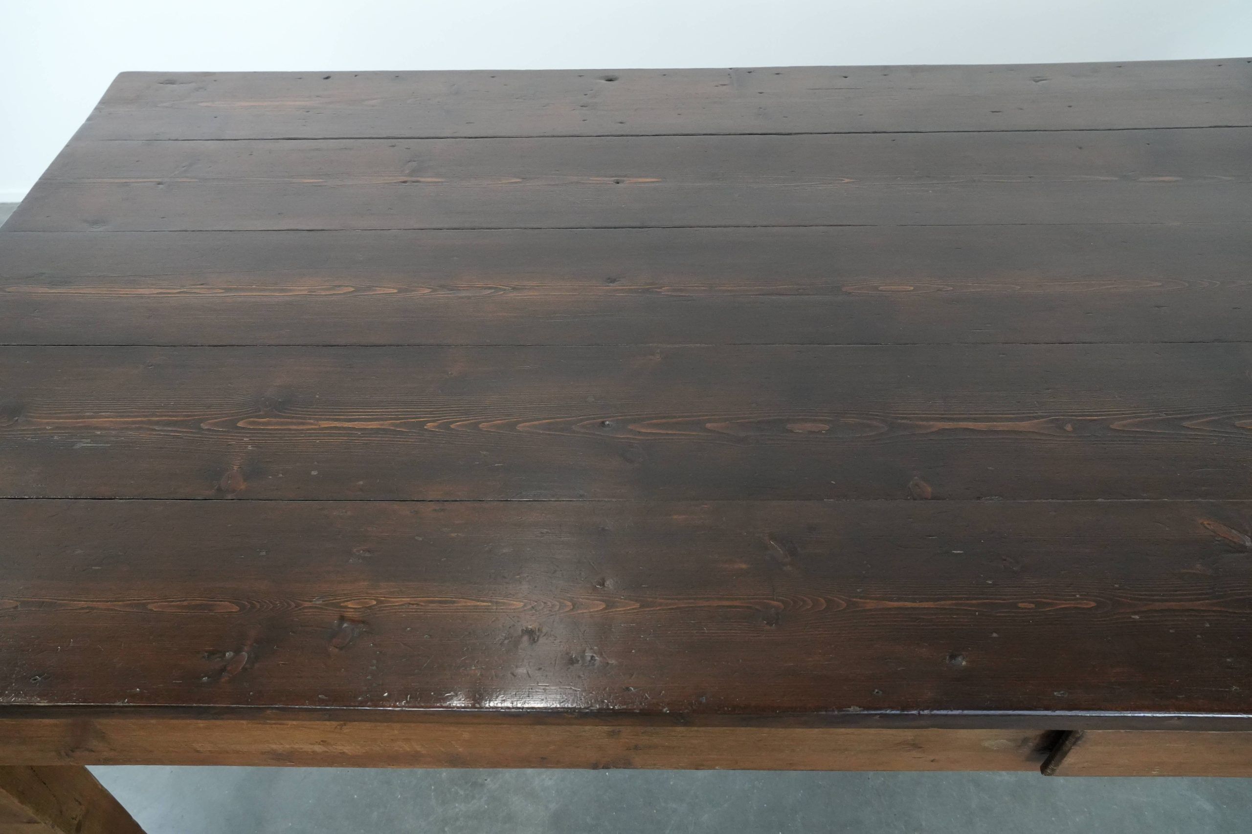 Authentic large French farmhouse antique XXL dining table with two drawers