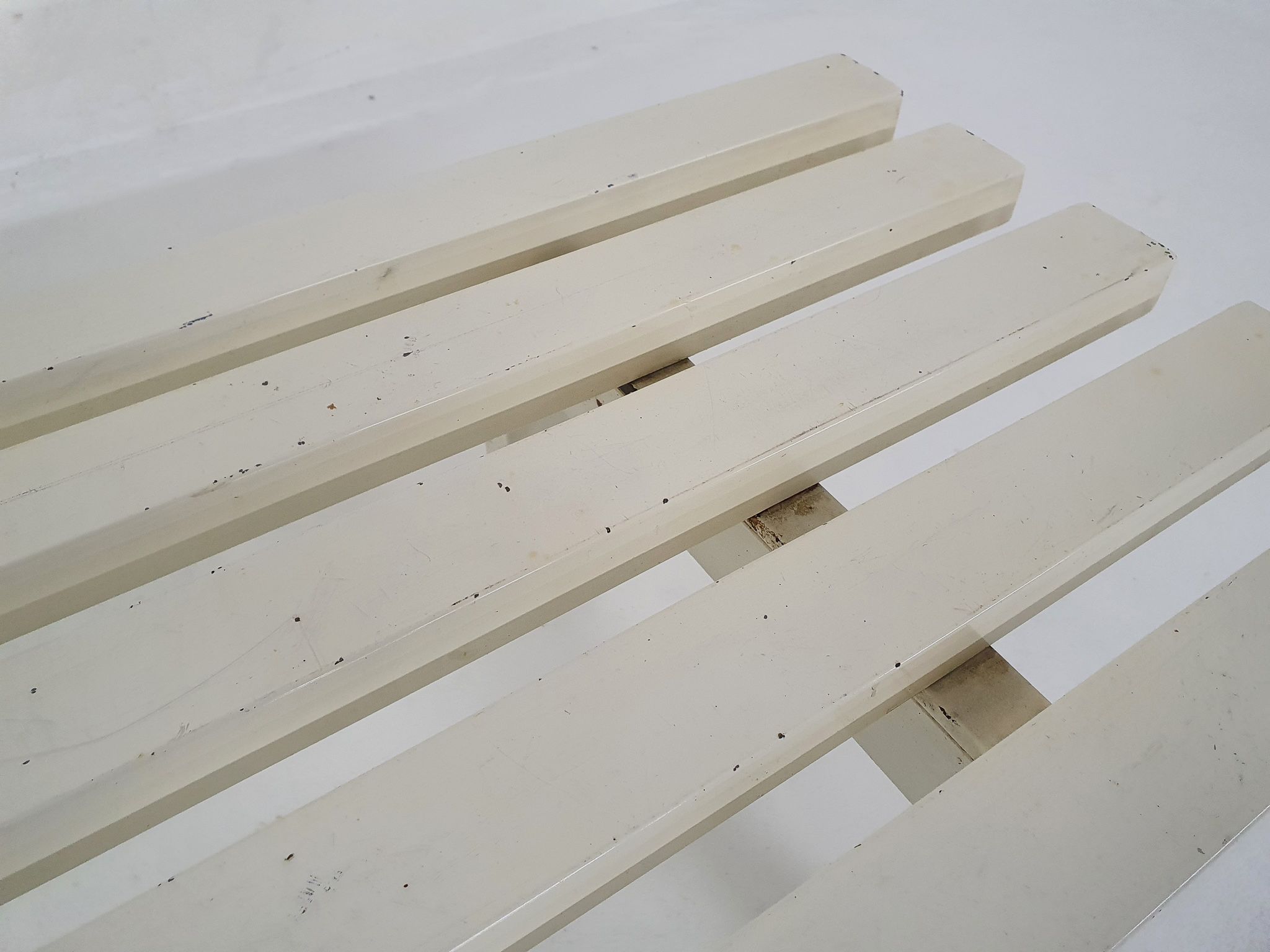 White metal slat bench, The Netherlands 1950's