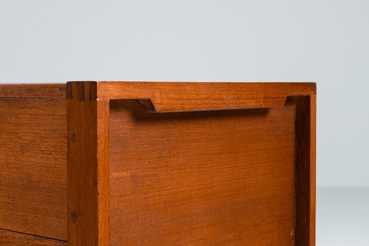 Scandinavian modern storage cabinet in teak with sled base Denmark 1960