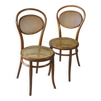 2 Chaises bistrot KOHN N°11/14 de 1890, cannées