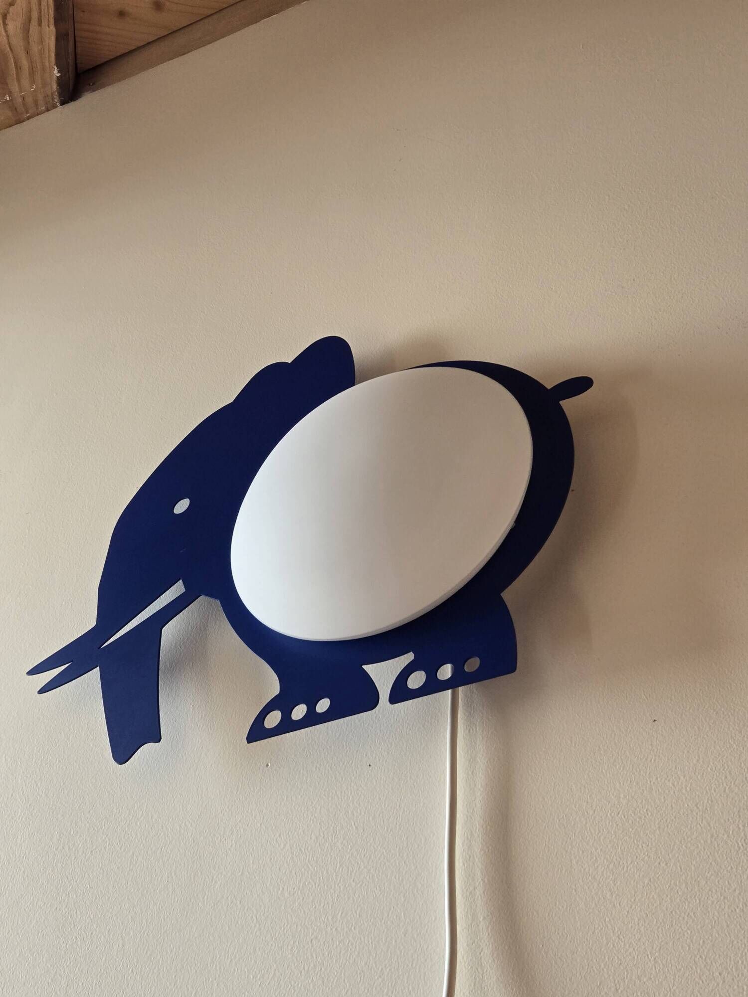 Vintage Elephant wall lamp in metal and opaline - design Hustadt Leuchten