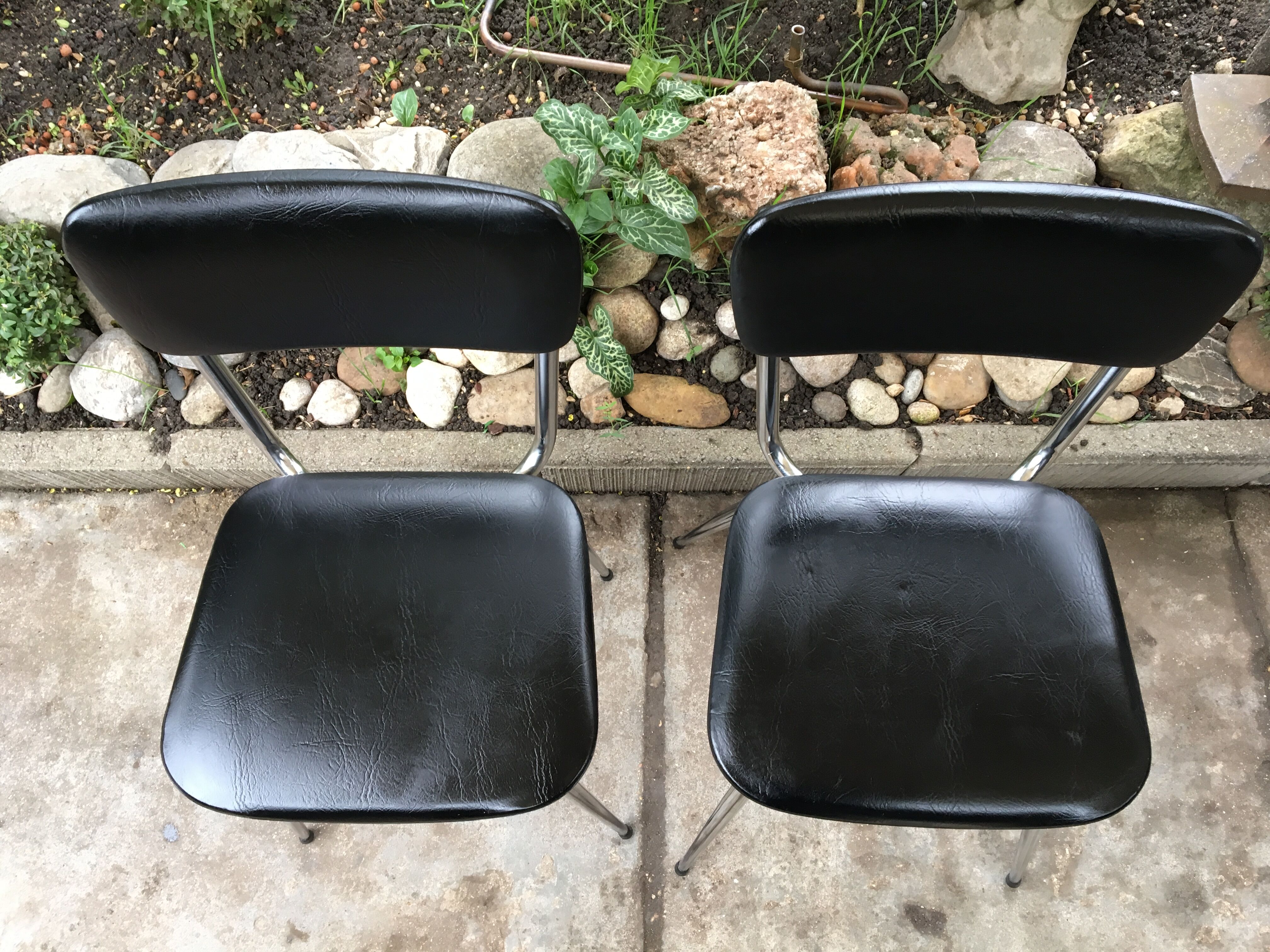 Vintage chrome and leatherette chairs
