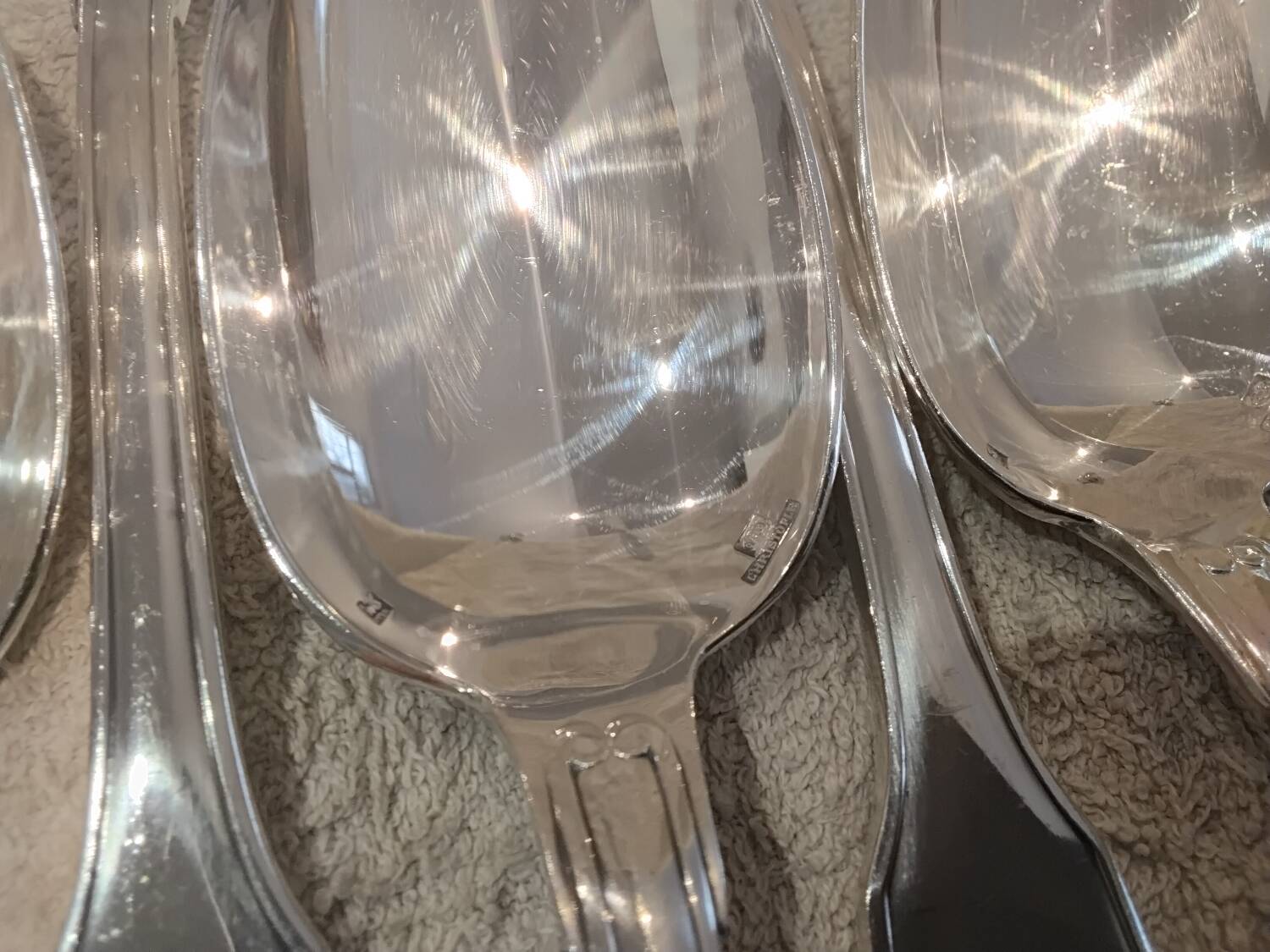 10 silver plated soup spoons, Christofle Vendome, 20.6 cm