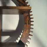 Vintage Brazilian folk art handmade round wall cabinet in Cumaru wood, 1960s