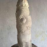 Set of two natural white plaster sculptures by Walter De Buck — figurative folkloric pair