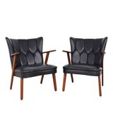 Danish teak and skai armchairs, Erhardsen & Andersen 1960s