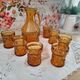Vintage Italian orangeade or lemonade service 8 pieces 7 people textured amber glass