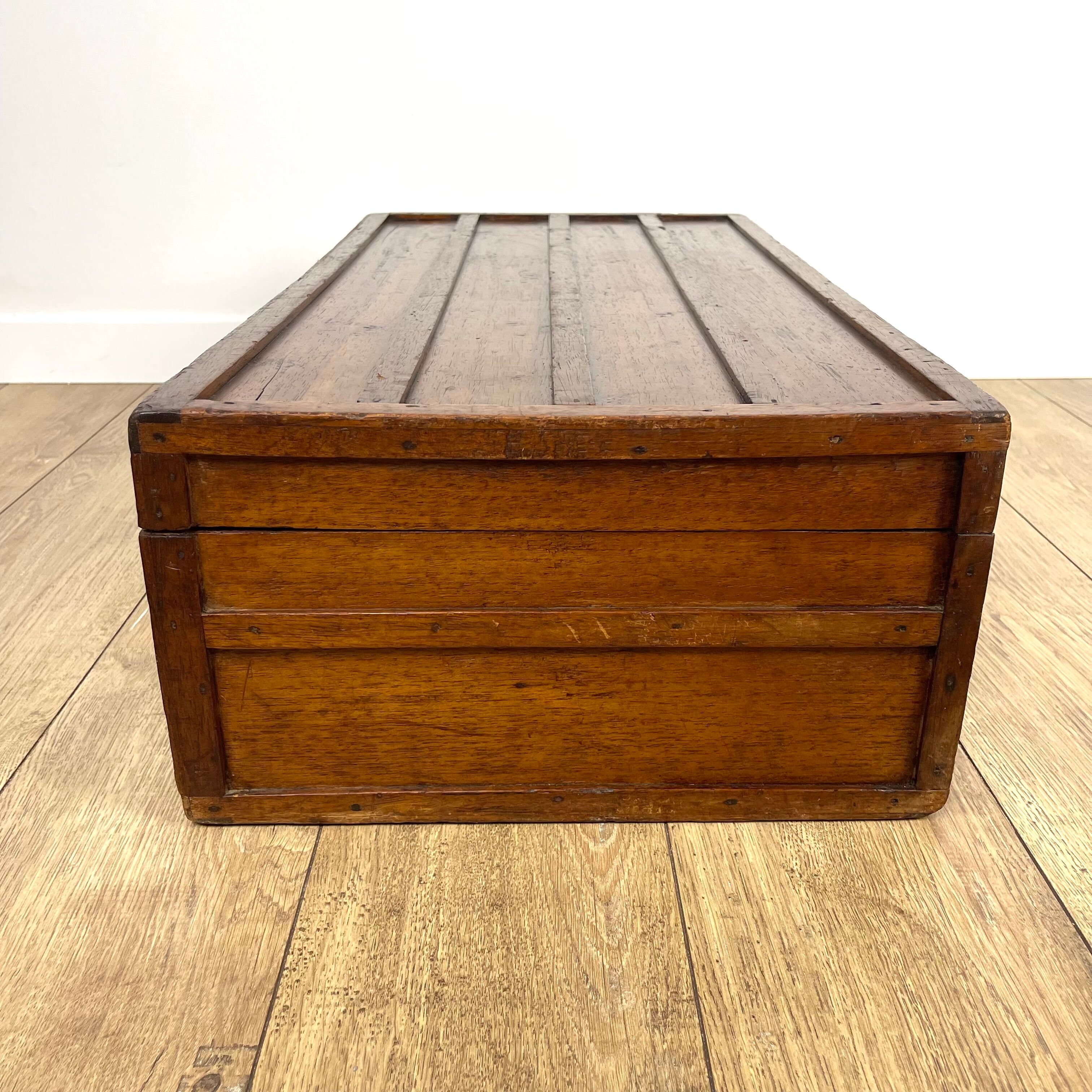 Old wooden travel chest