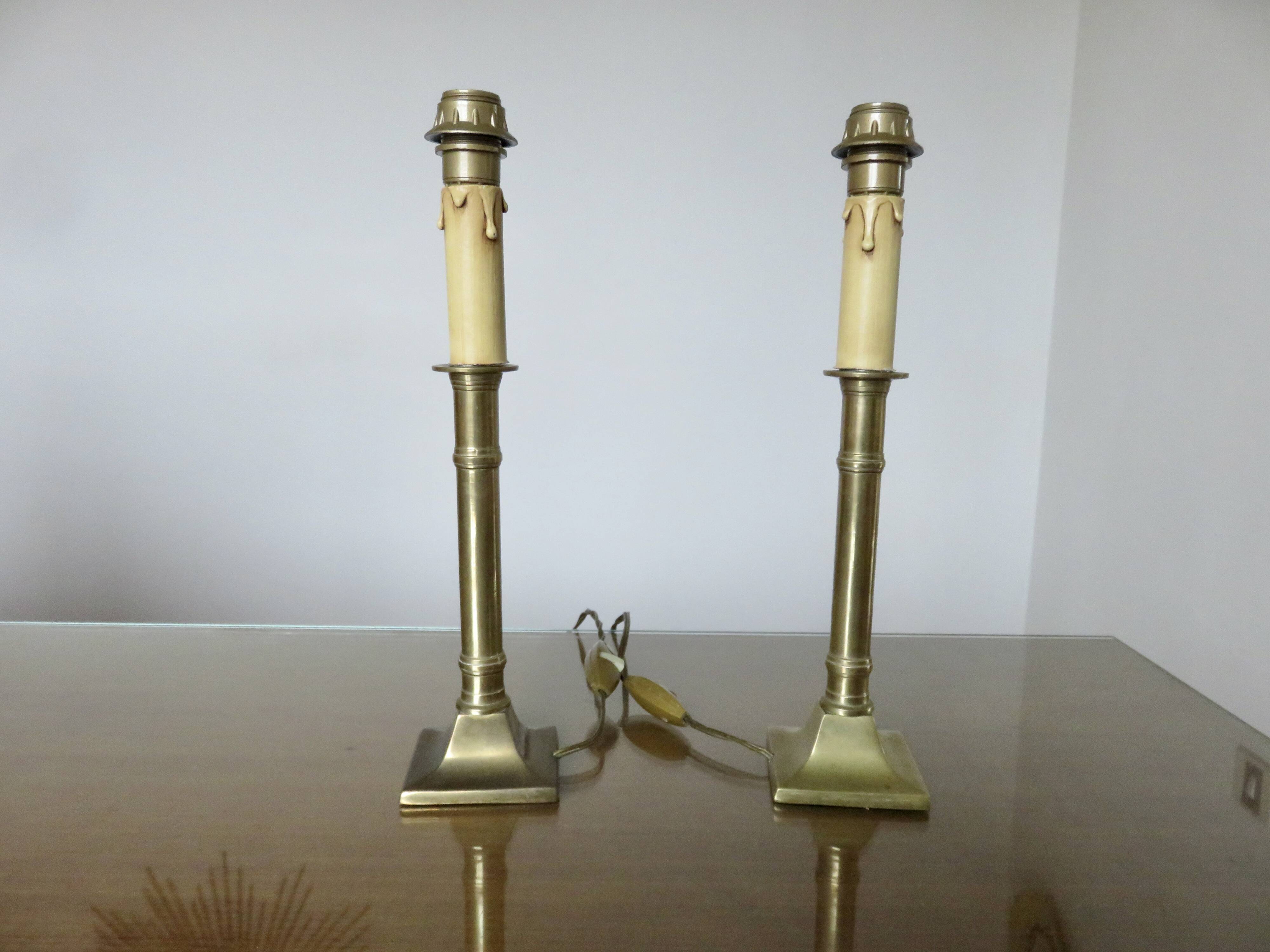 Pair of Empire bronze lamps