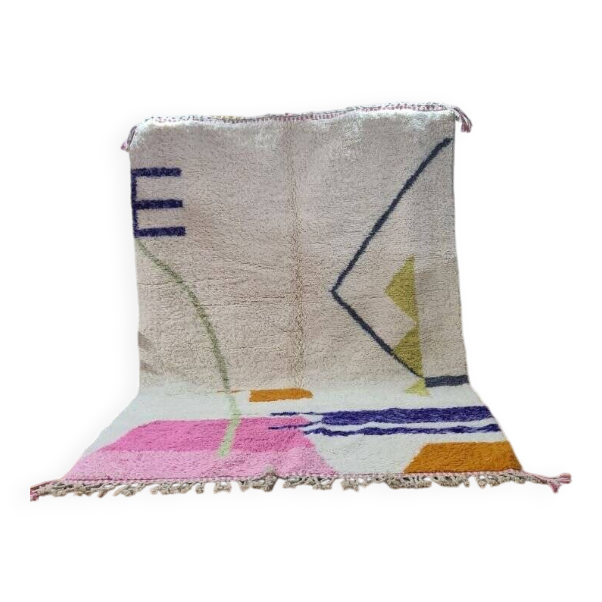 Modern Moroccan Beni Ouarain Rug with Colorful Abstract Design – Hand Woven Wool Rug