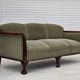 1950s, 3-seater Danish sofa, green furniture velour, teak wood.
