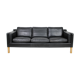 1960s Danish Black Leather 3-Seater Sofa