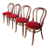 Set of 4 Vintage Bentwood Bistro Chairs, Red Upholstery