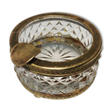 Glass and brass ashtray