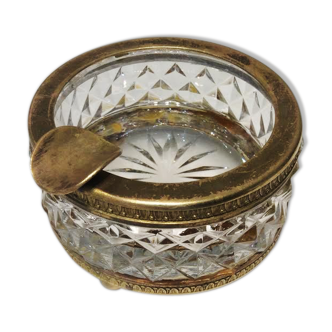 Glass and brass ashtray