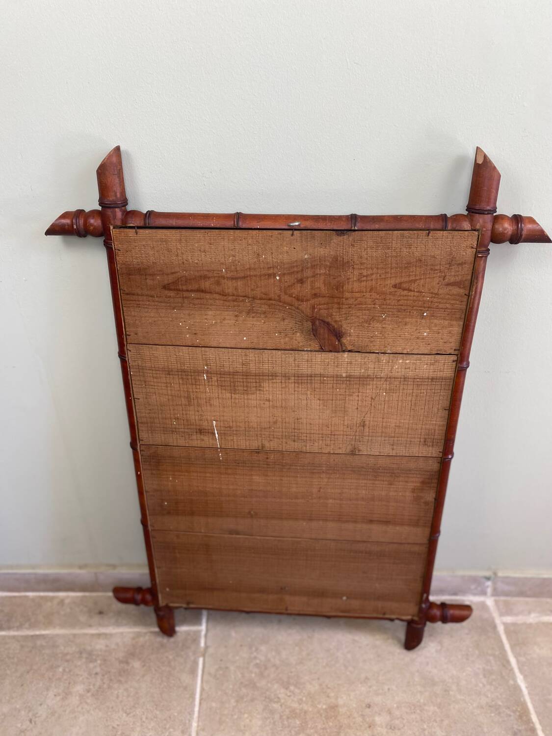 Antique turned wooden mirror