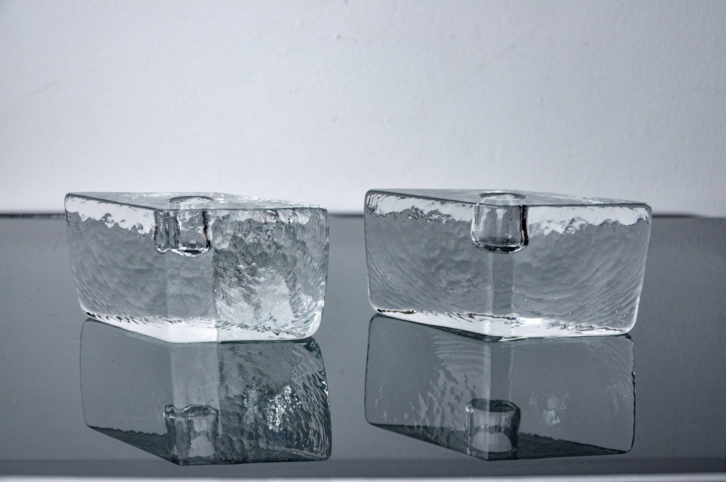 Pair of icicle candlesticks, Murano glass, Italy, 1970