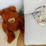 Fauteuil chauffeuse tissu bouclettes