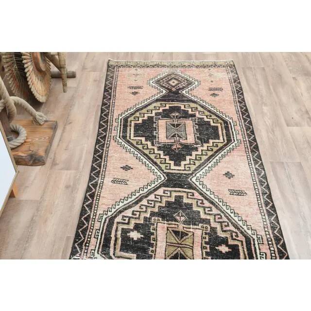 1970s Turkish Oushak Handmade Wool Cotton Orange Runner Rug 92x331