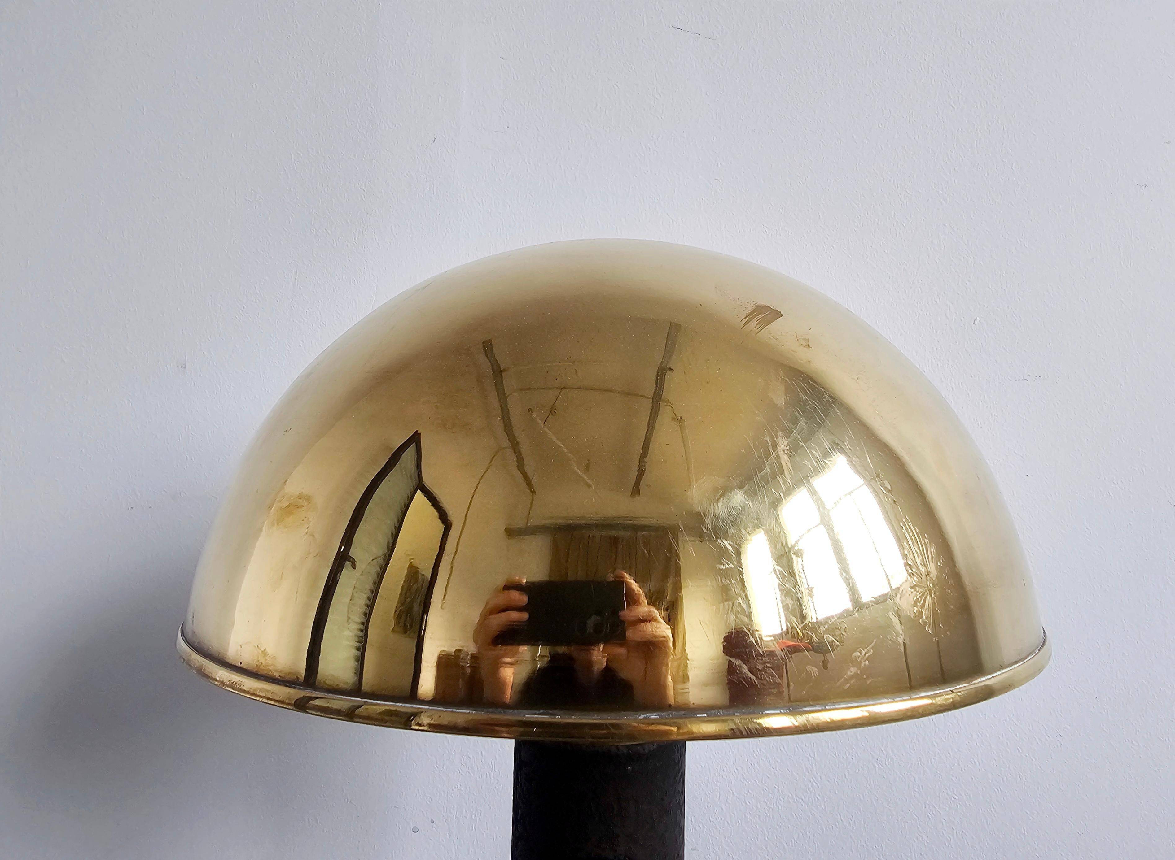 Pair of Mid Century Modern table lamps in brass and leather 1960