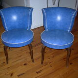 Lot of 2 blue toad armchairs