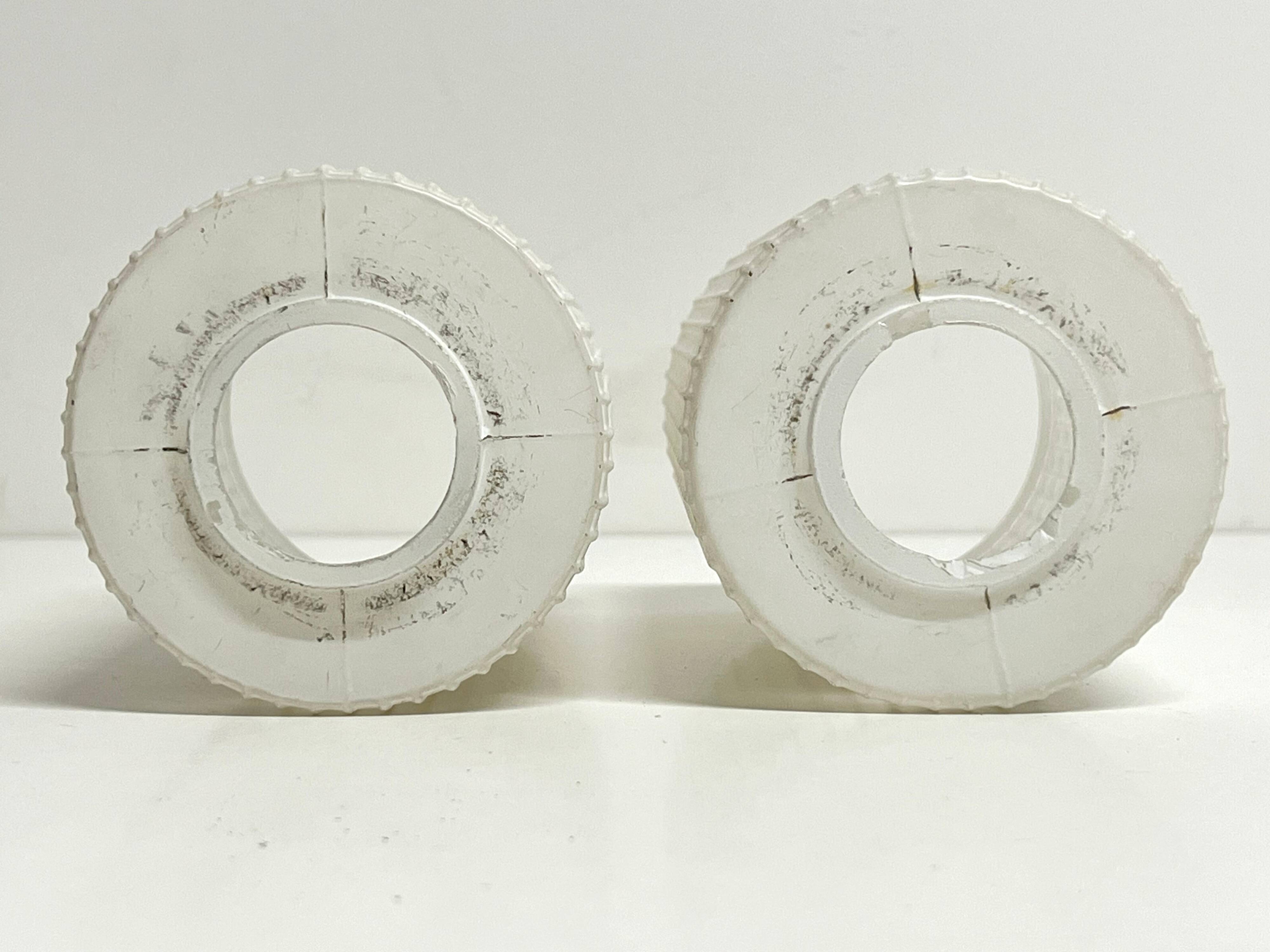 Pair of Scandinavian Wall Lights - Opaline Brass Wood - 50's 60's