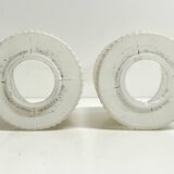 Pair of Scandinavian Wall Lights - Opaline Brass Wood - 50's 60's