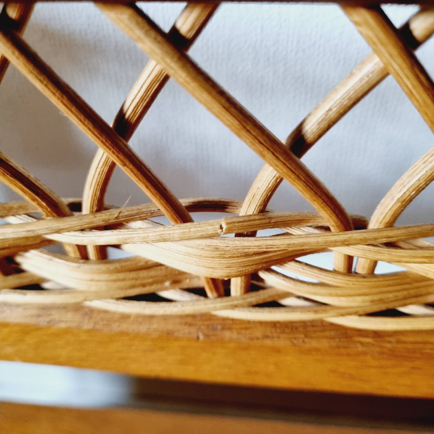 Oak and rattan chest bench 1960