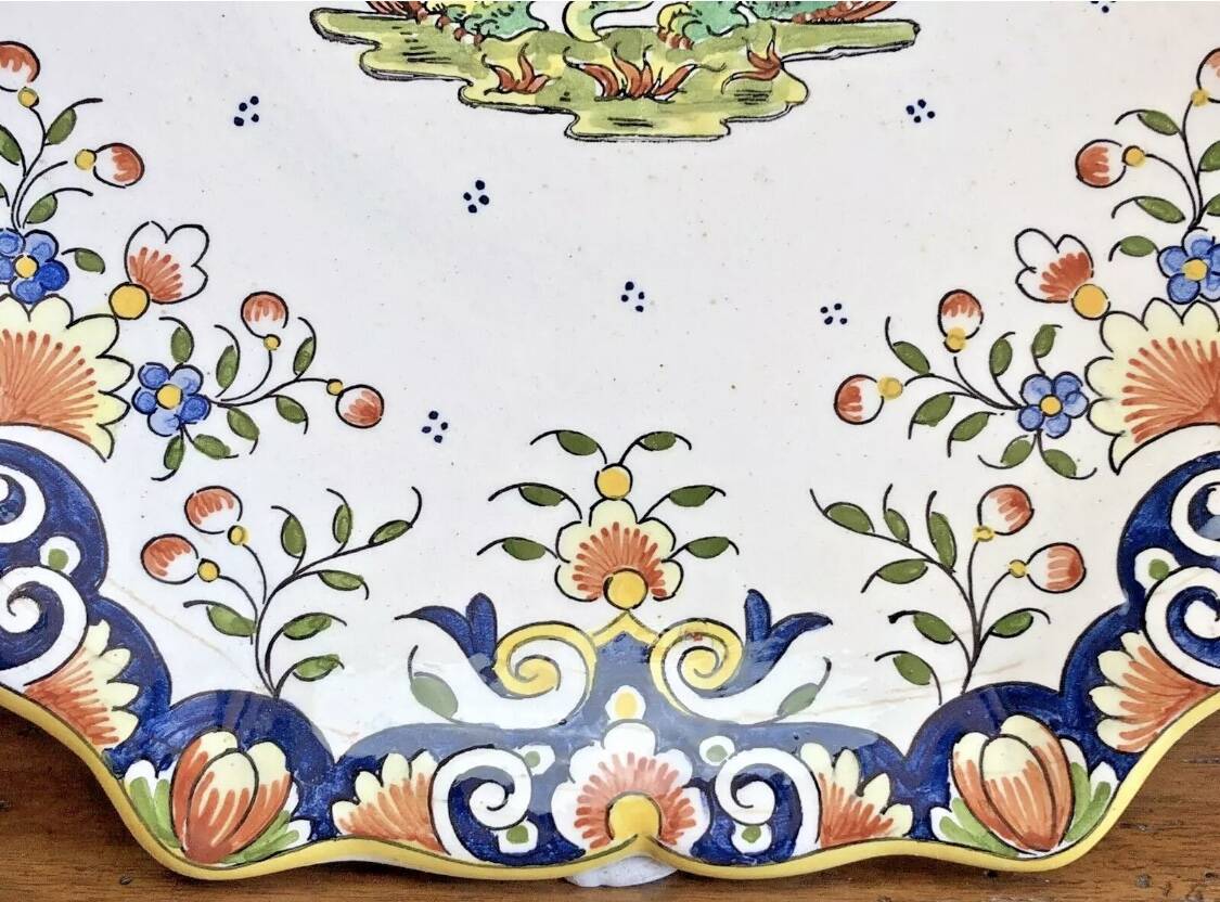 Antique Desvres Rouen fruit bowl, Blois François 1er model