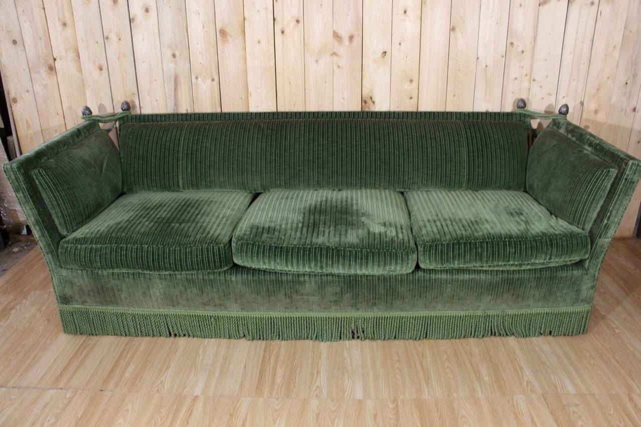 Large Green Velvet Sofa from Maison Jansen