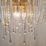 Lustre en verre de Murano et laiton Waterfall, Italie, années 1970