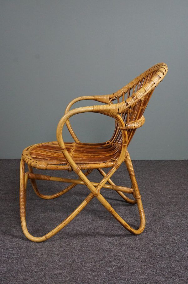 Fauteuil en rotin Design Hollandais, 1950