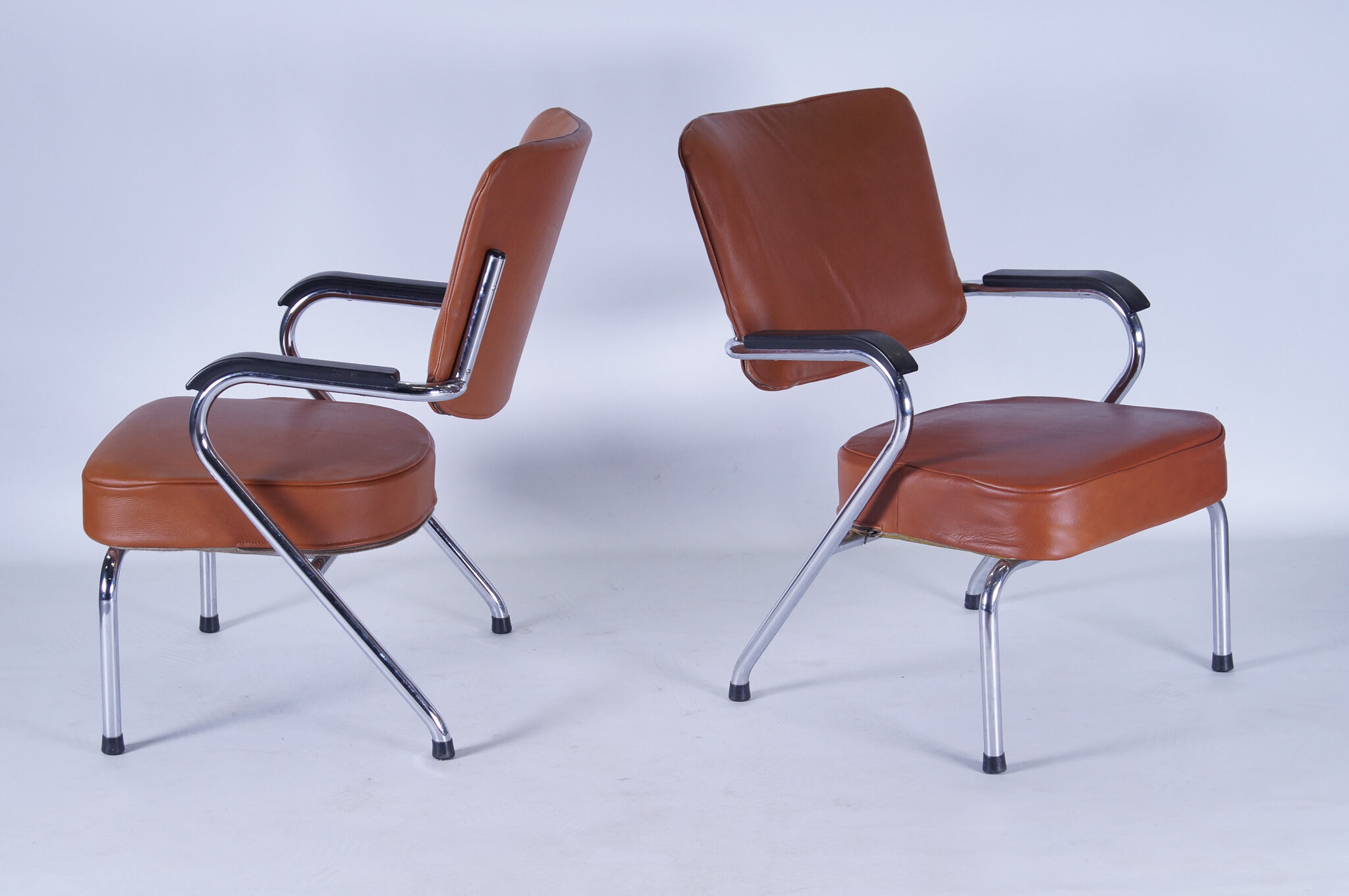 Chaises cognac cuir - set de 2